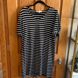 LOFT Black and White Striped TShirt Dress